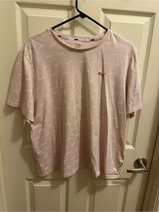Puma Tops - Puma Men's Pale Pink All-Over Logo Short Sleeve Tee